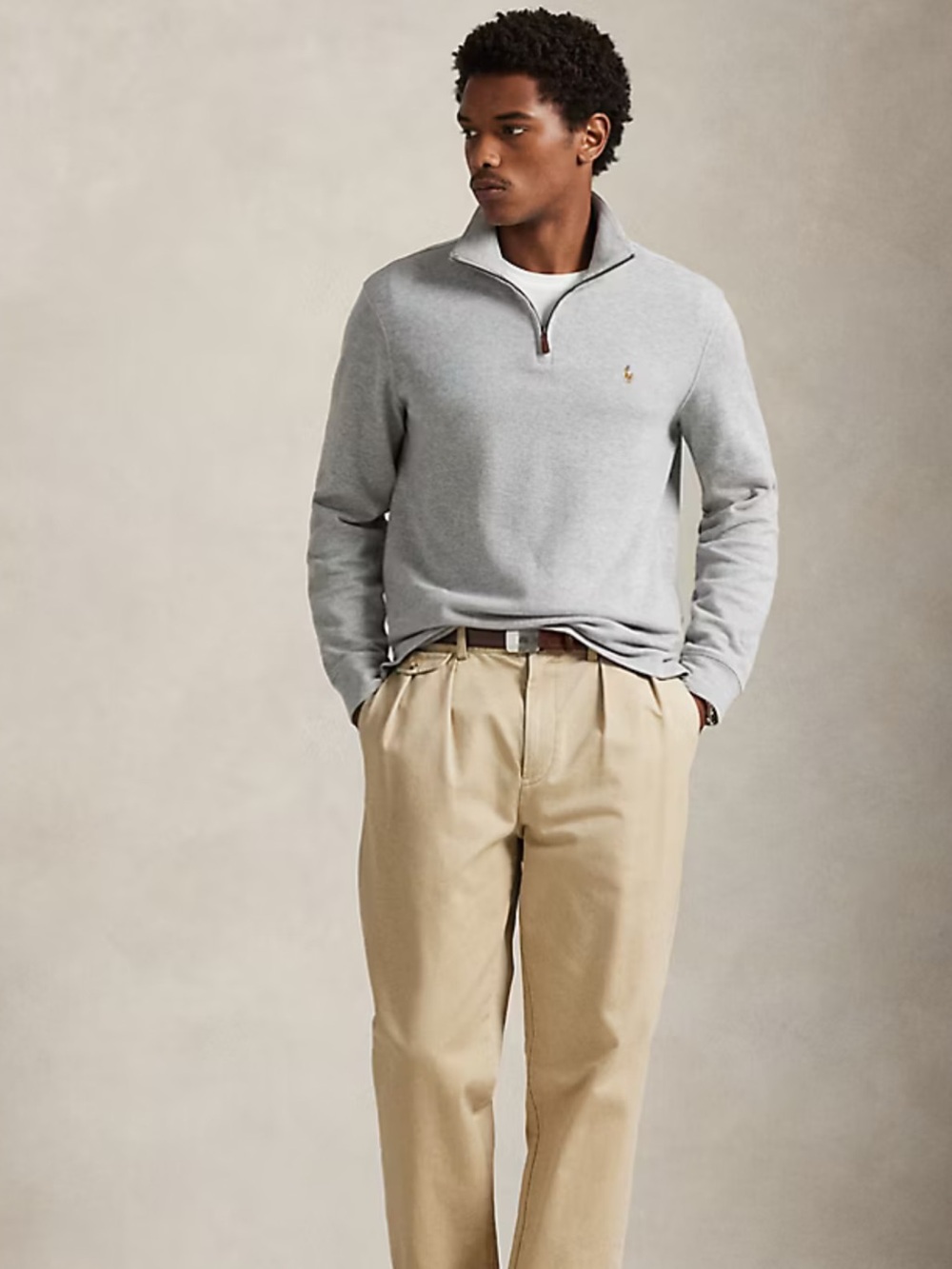Ralph Lauren Light Gray Quarter-Zip Turtleneck Sweater - Picture 4 of 5